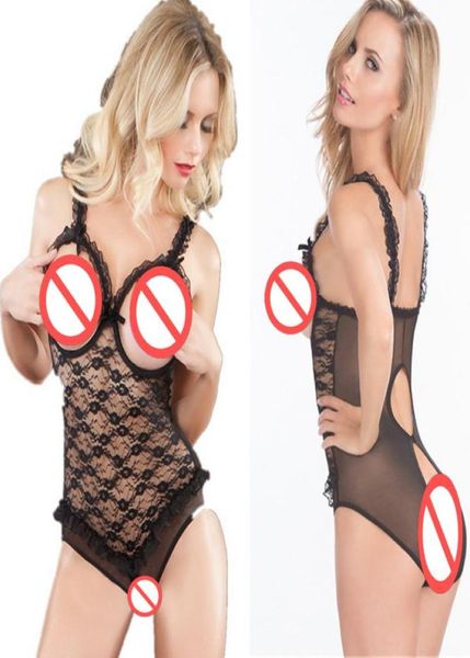 

new arrival extremely open bust crotch lace bodysuit racy babydolls women hollow out nightwear lingerie4830648, Black;red