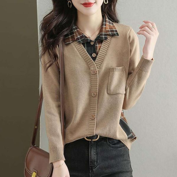 

title fake two piece shirt sweater womens morning spring wear beautiful niche age reducing and autumn, White;black