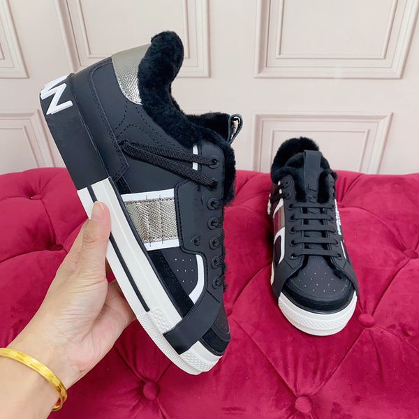 

thick soled casual shoes women platform travel leather lace-up sneaker cowhide fashion lady letters flat designer running 0826, Black