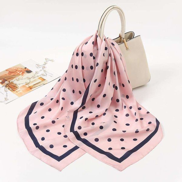 

large scarf simple wind satin shawl polka dot printed anti female headscarf long trend, Blue;gray