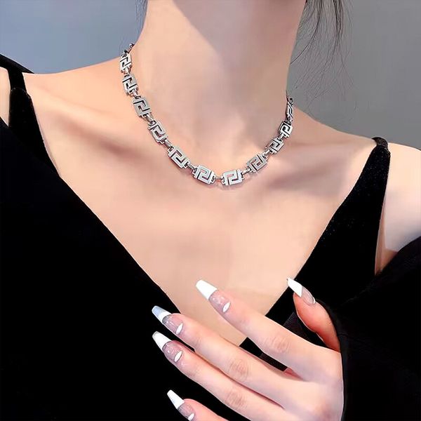 

hip hop style stainless steel chain necklace for women gift, Silver