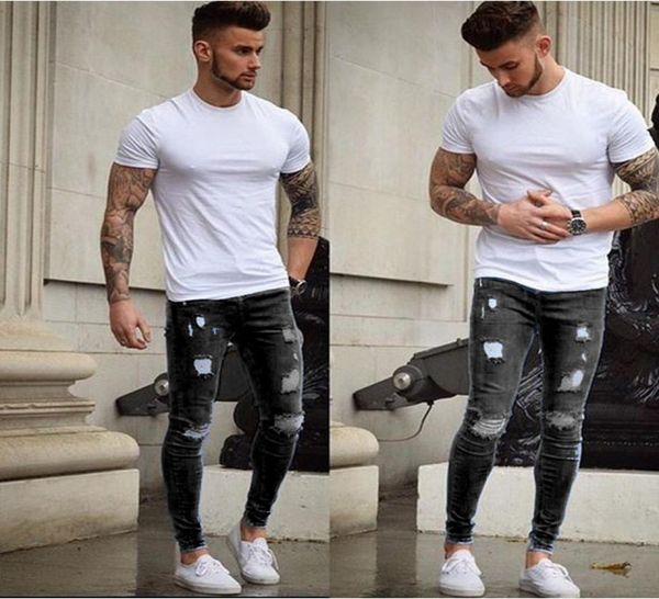 

long skinny denim pencil pants ripped jeans for men 2019 spring casual hole jeans pants slim trousers clothes plus size s4xl8375409, Blue