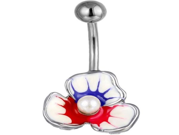 

d0729 flower belly navel stud0123456789101112136646595, Silver