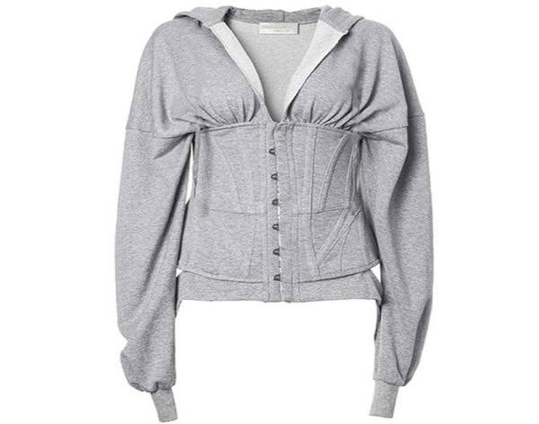 

women corset hoodies lace up spring autumn high waist tunic hoodie sweatshirt tracksuit high street 2020 y2007069773103, Black