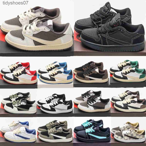 

1s kids shoes 1 low basketball designer sneakers reverse mocha baby trainers youth big boys girls kid shoe children toddler running fragment, Black