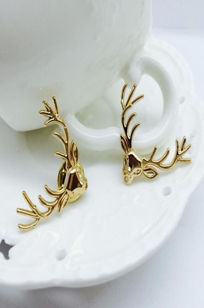 

retro bronze golden deer head brooches pins for mens suit shirt collar lapel pins vintage small christmas badge whole fashion 2985448, Gray