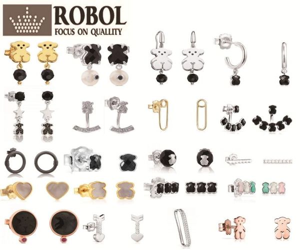 

whole classic fashion 925 sterling silver earrings spanish bear earrings9170041, Golden;silver