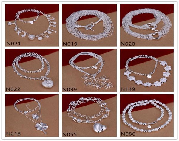 

trinkets flower shape 925 silver necklace 6 pieces a lot mixed style women039s gemstone sterling silver necklace emp547037191