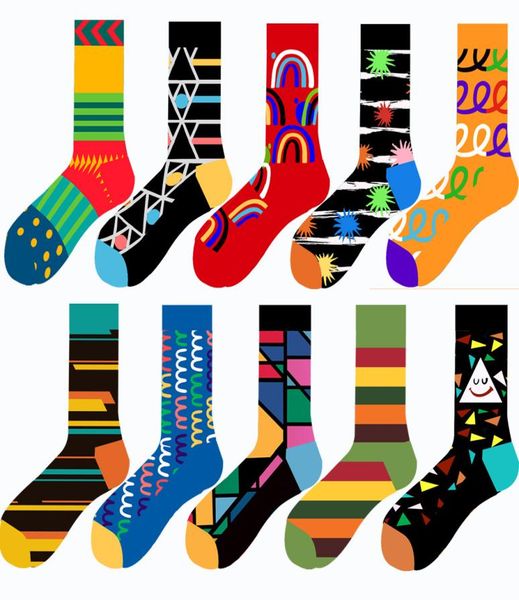

factory oem low moq custom logo autumn winter new print stylish color crew tube mens socks funny happy design4162926, Black