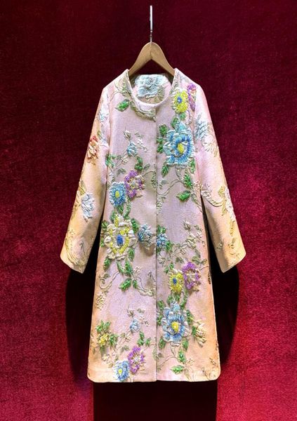 

european and american women039s wear for summer 2021 long sleeved heavy industry jacquard nail bead fashion pink trench coat5688303, Tan;black