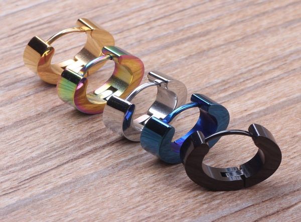 

tide men black men earrings ear button earrings whole trade smooth plane women men jewelry6999647, Golden;silver