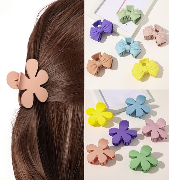 

2020 korean solid color bows claw clips women hair crab for girls frosted acrylic barrettes hair pins claws hair accessories5360927, Golden;silver