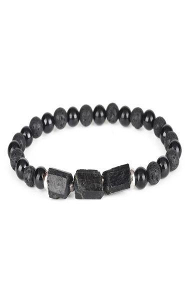 

natural rough black tourmaline healing stone bead combo 6mm matte onyx lava energy customized energy bracelet for man women2758806