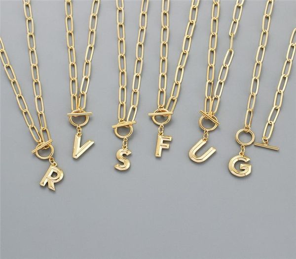 

personalized gold initial necklaces for women girls punk ot buckle paperclip link chain necklace jewelry gifts8355444, Silver