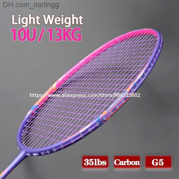 

badminton rackets lightest 10u 100% carbon fiber badminton rackets strings max tension 35lbs g5 13kg training racquet with bag speed sports