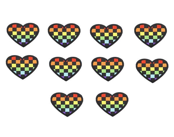 

10pcs lattice love embroidery patches for clothing iron fashion patch for clothes applique sewing accessories badge on clothes iro8096134, Black