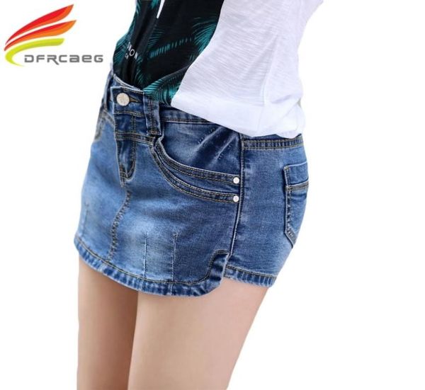 

summer denim skirt shorts female fashion high waist stretch allmatch women shorts skirt plus size blue jeans shorts y2005127298856, White;black