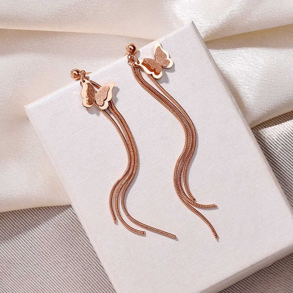 

Designer Four-leaf Earrings clover Luxury Top Titanium steel long earrings clover tassel 18k rose gold non fading Earrings Van Clee Accessories Jewelry High quality