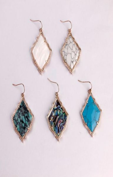 

brand new designer abalone shell kirsten style drop earrings faceted natural stone turquoise geometric classic drop earrings fashi6426330, Silver