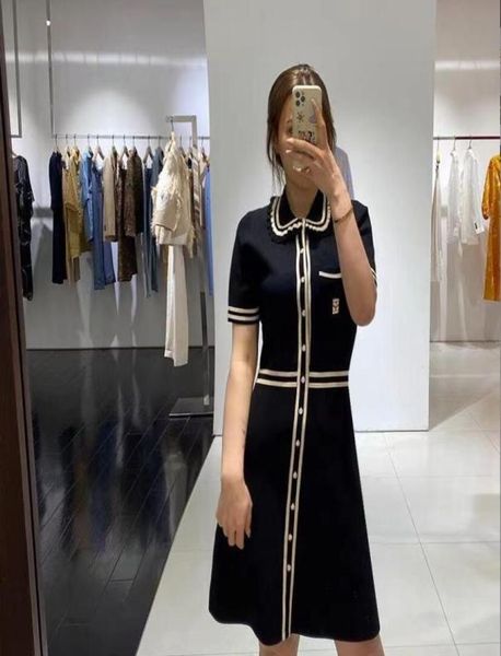 

21sf sandro knitted dress badge temperament color black0122827037, White;black