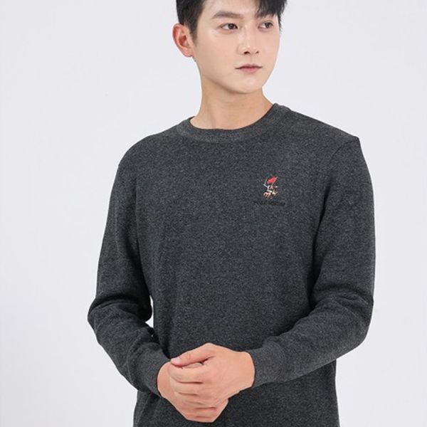 

hoodie men's fashionable versatile plush round neck knitted sweater, long sleeved top, Black;white