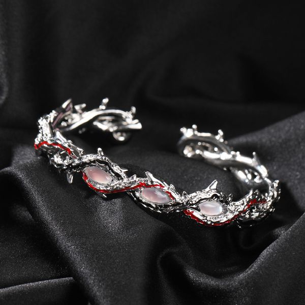 

natural stone black thorn cuff bangle real gold plated bracelet fashion jewelry
