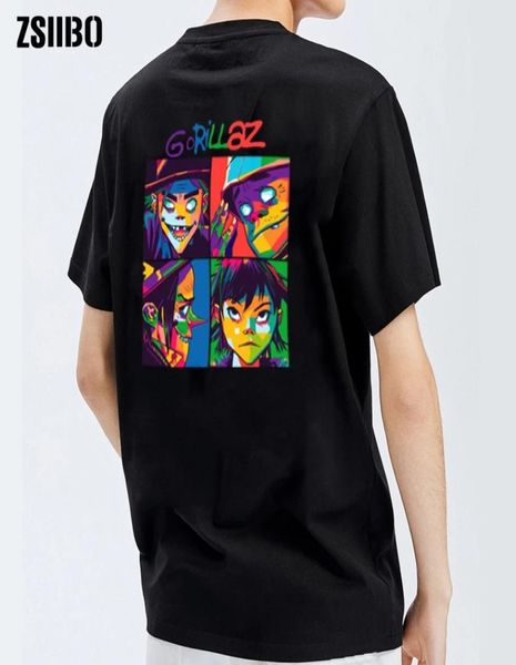 

summer brand music band gorillaz tshirt cotton tees male short sleeve boy casual anime t shirt fashion hiphop punk1716367, White;black