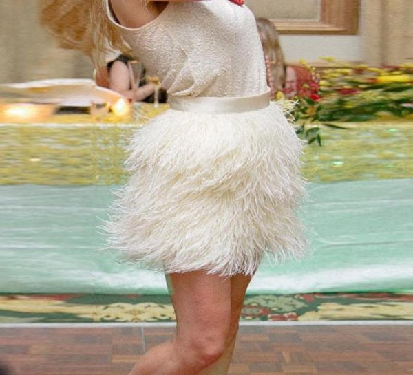 

skirts extra full high waisted feather ostrich short ivory beige long zipper style customized2648220, Black