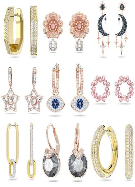 

the new style uses rovski elements crystal classic n demon eye charm earrings wholesale5730467, Golden
