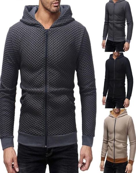 

lattice zipper cardigan hoodie men autumn long sleeve pullover blouse new fashion plus size sweatshirt6935683, Black