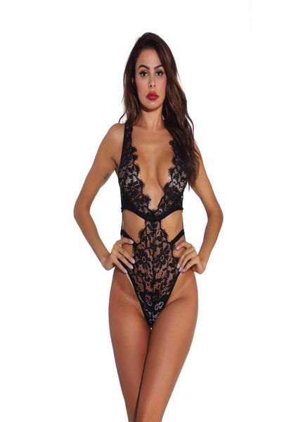 

women039s cutout midnight lingerie backless eyelash floral lace and mesh teddy with adjustable straps underwear night sle8491877, Black;red