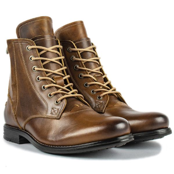 

boots big size men autumn exquisite zip ankle handmade round toe low heel males shoes fashion leather concise leisure design 230831, Black