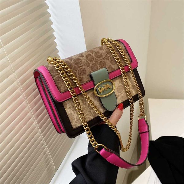 

contrast color chain square popular 2023 new fashion korean edition women's one shoulder crossbody small bag 55% off factory online
