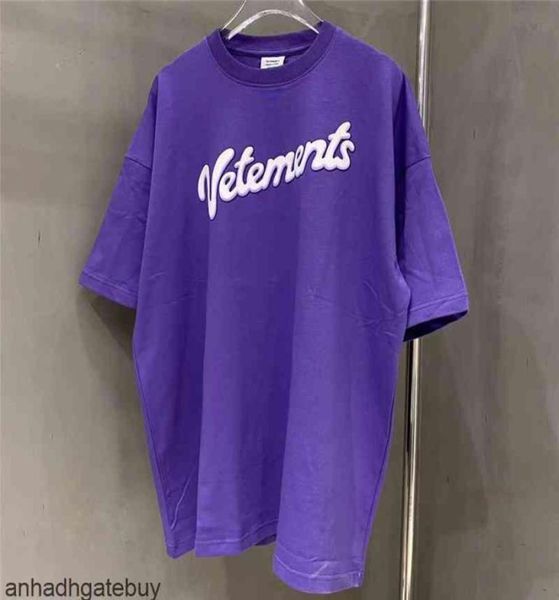 

3d foam print vetements tshirt purple white letter tee summer men women oversize vtm tshirts cotton 5z376302283, White;black