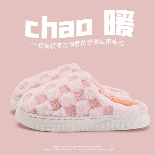 

slippers winter plush fur womens warm soft home cotton shoes for bedroom couple indoor men slipper sandals thick platform 230831, Black