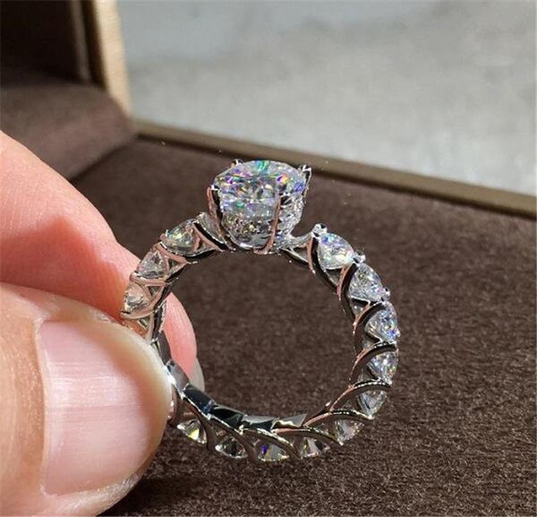 

luxury jewelry 925 sterling silver oval cut white z cz diamond gemstones women wedding engagement party bridal ring for lovers7652319, Slivery;golden