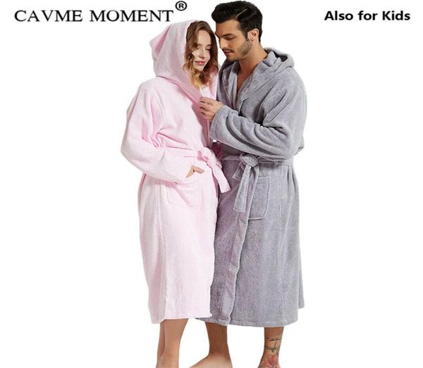 

cavme hooded terry robe towel bathrobe men039s long cotton robes lounge family nightgown nightwear sleepwear for lovers plus si6853849, Black;brown