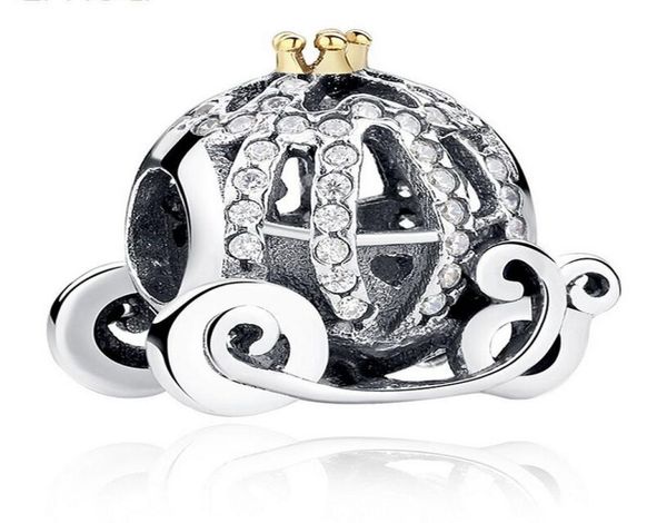 

real 100 925 sterling silver rhinestone pumpkin carriage charm fit european bracelet authentic luxury diy jewelry gift6362827, Black