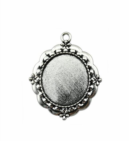 

8 pieces cabochon cameo base tray bezel blank jewelry findings components flower single side inner size 25mm round necklace pendan6551222, Slivery;crystal