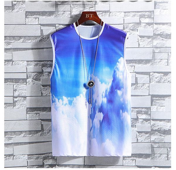 

fashion mens sleeveless vest 3d print polyester mesh tank gym clothing summer bodybuilding undershirt workout fitness tank to6133022, White;black