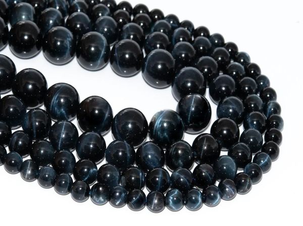 

blue tiger eye gemstone loose beads round shape 6mm 78mm for jewelry making2594130, Black