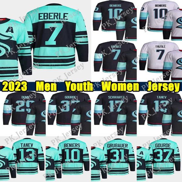 

stitchseattle''kraken''#7 reverse retro hockey jersey #31 grubauer #37 gourde matty beniers jaden schwartz jared mccann, Black;red