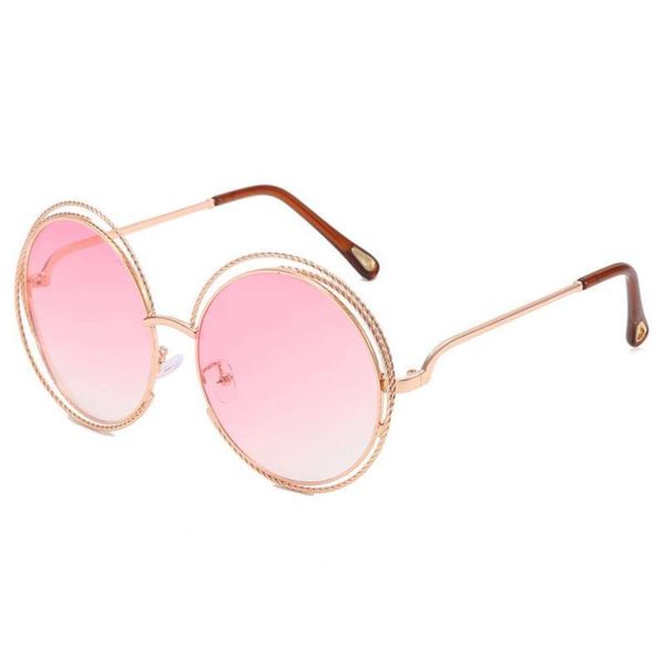 

upgraded large frame sunglasses grained color round retro hollow slim face artifact, White;black