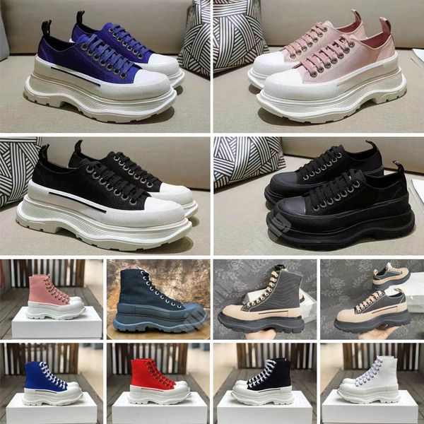 

2023 designer boots fashion casual shoes tread slick canvas sneaker arrivals platform shoes high triple white royal pale pink red women 34-4