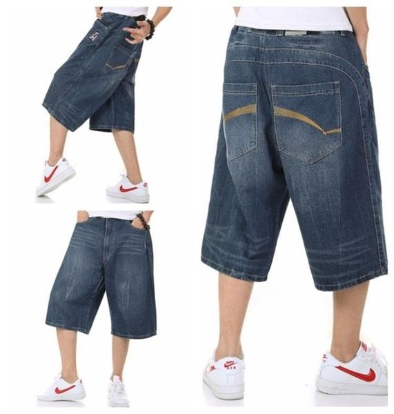 

plus size 40 42 44 46 mens calflength pants men jeans summer jean hip hop mens shorts men short casual blue black denim shorts lj4468058