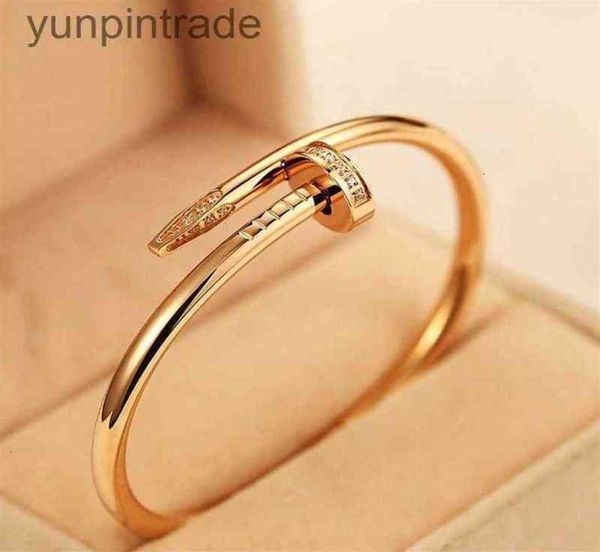 

juste a clou nail bracelet xury jewelry set auger lovers men and women 16 19 cm gold rose sier216w7537377, Black