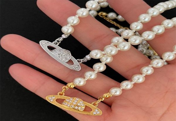 

women jewelry pearl necklace saturn orbit pendant bracelet silver zircon chain designer gift5506732