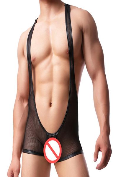 

men039s mesh see through bodysuits bodybuilding wrestling singlet bikini jumpsuit transparent teddies men039s sissy und4779272, Black;brown