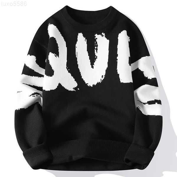 

designer sweater man for woman knit crow neck womens fashion letter black long sleeve clothes pullover oversized blue wnu, White;black
