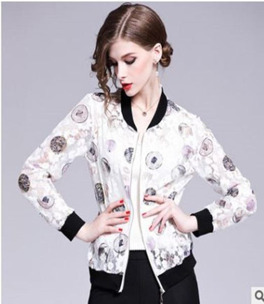

rebicoo new womens summer floral embroidery lightweight bomber jacket coat whole6014635, Black;brown